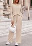 Casual Regular Fit Plain Crew Neck Two-Piece Set