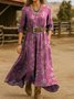 Casual V Neck Gradient Pattern Loose Dress With No