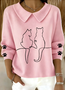 Shawl Collar Casual Cotton Animal Sweater