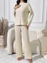Casual Cotton Regular Fit Crew Neck Two-Piece Set