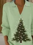 Women's Christmas Print Casual Lapel Sweater