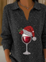 Women's Christmas Print Casual Lapel Sweater