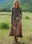 Loose Ethnic Vintage Crew Neck Dress With No