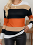 Women's Long Sleeve T-shirt Spring/Fall As Picture Striped Printing Jersey Crew Neck Daily Going Out Casual Top
