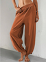 Women's  Elastic Waist H-Line Wide Leg Pants Daily Going Out Pants Khaki Casual Split Joint Plain Spring/Fall Pants