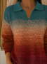 Women's Abstract Print Casual Lapel Sweater