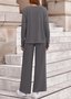 Casual Regular Fit Plain Crew Neck Two-Piece Set