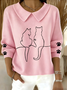 Shawl Collar Casual Cotton Animal Sweater