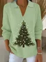 Women's Christmas Print Casual Lapel Sweater