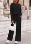 Casual Regular Fit Plain Crew Neck Two-Piece Set