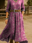 Casual V Neck Gradient Pattern Loose Dress With No