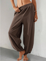 Women's  Elastic Waist H-Line Wide Leg Pants Daily Going Out Pants Khaki Casual Split Joint Plain Spring/Fall Pants