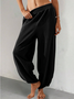 Women's  Elastic Waist H-Line Wide Leg Pants Daily Going Out Pants Khaki Casual Split Joint Plain Spring/Fall Pants
