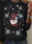 Women's Long Sleeve T-shirt Spring/Fall Black Christmas Printing Jersey Crew Neck Daily Going Out Casual Top