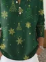 Women's Christmas Print Knit Button Sweater