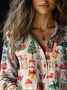 Casual Christmas Loose Shawl Collar Shirt