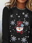 Women's Long Sleeve T-shirt Spring/Fall Black Christmas Printing Jersey Crew Neck Daily Going Out Casual Top