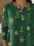 Women's Christmas Print Knit Button Sweater