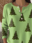 Women's Christmas Print Classic Casual Knit Button Sweater