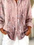Women's Long Sleeve Shirt Spring/Fall Pink Floral Buckle Shirt Collar Regular Sleeve Daily Going Out Casual Top