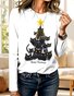 Crew Neck Christmas Cotton Casual T-Shirt