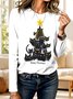 Crew Neck Christmas Cotton Casual T-Shirt
