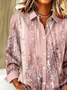 Women's Long Sleeve Shirt Spring/Fall Pink Floral Buckle Shirt Collar Regular Sleeve Daily Going Out Casual Top