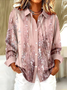 Women's Long Sleeve Shirt Spring/Fall Pink Floral Buckle Shirt Collar Regular Sleeve Daily Going Out Casual Top