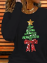 Women's Long Sleeve T-shirt Spring/Fall Black Christmas Printing Jersey Crew Neck Daily Going Out Casual Top