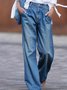 Women's  Elastic Waist H-Line Wide Leg Pants Daily Going Out Pants Blue Casual Split Joint Plain Spring/Fall Pants