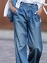Women's  Elastic Waist H-Line Wide Leg Pants Daily Going Out Pants Blue Casual Split Joint Plain Spring/Fall Pants