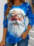 Crew Neck Casual Cotton Christmas T-Shirt