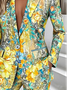 Lady Romance Floral Regular Fit Lapel Collar Blazer