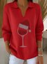 Women's Classic Casual Christmas Print Lapel Sweater