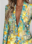 Lady Romance Floral Regular Fit Lapel Collar Blazer