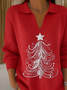 Women's Classic Casual Christmas Print Lapel Sweater