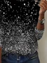 Women's Long Sleeve T-shirt Spring/Fall Black Abstract Printing Jersey Crew Neck Daily Going Out Casual Top