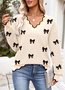Geometric V Neck Casual Cotton Sweater