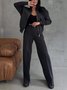 Women's Adjustable Strap Plain Daily Going Out Two-Piece Set Off White Casual Spring/Fall Top With Pants Matching Set