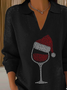 Women's Classic Casual Christmas Print Lapel Sweater