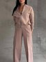 Women's Adjustable Strap Plain Daily Going Out Two-Piece Set Off White Casual Spring/Fall Top With Pants Matching Set