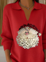 Women's Classic Casual Christmas Print Lapel Sweater