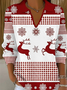 Women's Classic Casual Christmas Print Lapel Sweater
