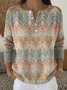 Crew Neck Geometric Casual Loose Sweater