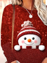 Women's Long Sleeve T-shirt Spring/Fall Red Christmas Printing Jersey Crew Neck Daily Going Out Casual Top