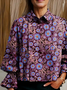 Vintage Shawl Collar Floral Loose Shirt