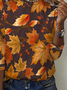 Women's Long Sleeve T-shirt Spring/Fall Brown Maple Leaf Printing Jersey Crew Neck Daily Going Out Casual Top