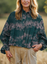 Shawl Collar Gradient Pattern Loose Casual Shirt
