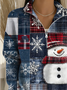 Shawl Collar Casual Zipper Christmas Snowman Sweatshirt