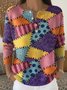Crew Neck Loose Casual Geometric Sweater